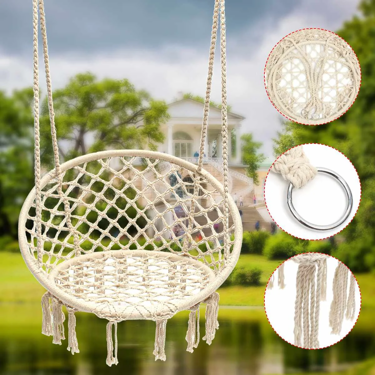 

Nordic Style Hammock Outdoor Indoor Garden Dormitory Bedroom Hanging Chair For Child Adult Swinging Single Safety Chair