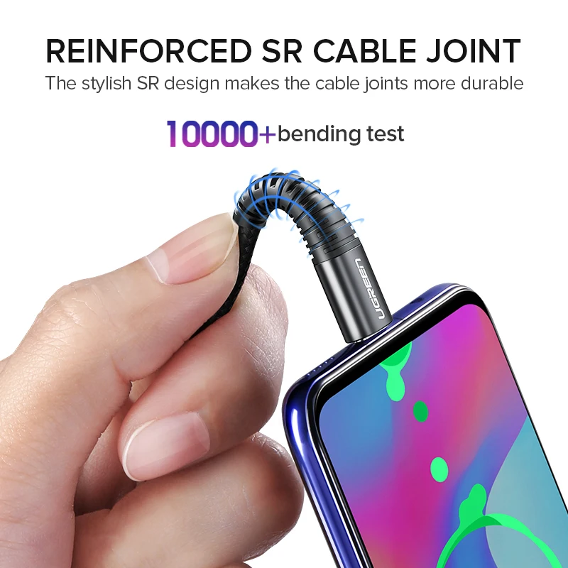 Ugreen 3A USB C кабель для samsung S10 S9 Note 9 Xiaomi Mi 9 8 Быстрая зарядка type-C кабель для Oneplus 6t type C шнур зарядного устройства