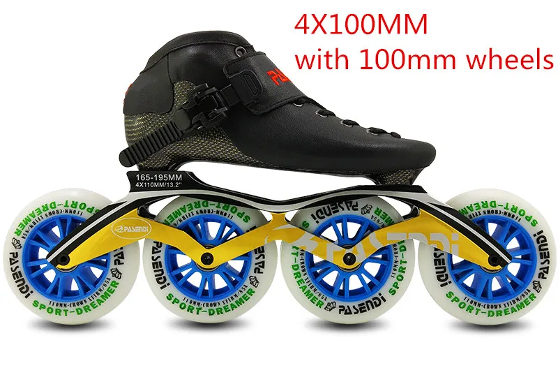 4X100MM blue wheels PASENDI профессиональная обувь для катания на коньках из углеродного волокна, 4 колеса, 4x90/100/110 мм, женская обувь для роликов, скейтборда, Мужская детская обувь - Цвет: 4X100MM blue wheels