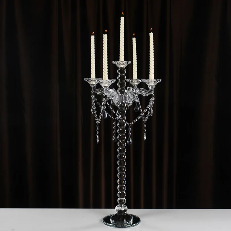 

Crystal Candle Holders Demountable Optical Glass Classics 5 arms Candelabra for Wedding Home Table Centerpieces Decoration