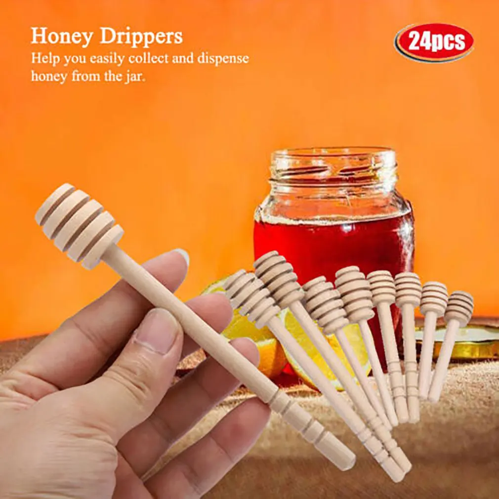 

High Quality Mini Wooden Honey Stick Wood Stick Honey Stir Bar Mixing Handle Jar Spoon Honey Spoon Stick Honey Stirring Rod