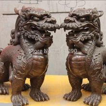 Xd 001125 Королевский Дворец Чистая Медь Бронза Фэн-Шуй Зло Дракон Foo Собака Лев Зверь Единорог