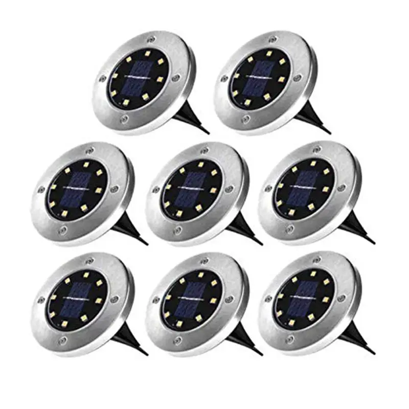 

Solar Garden Lights Upgrade 8 LED Garden Light Waterproof IP55 Stainless Steel Dark Sensor Landscape Lights For Lawn Path Entr