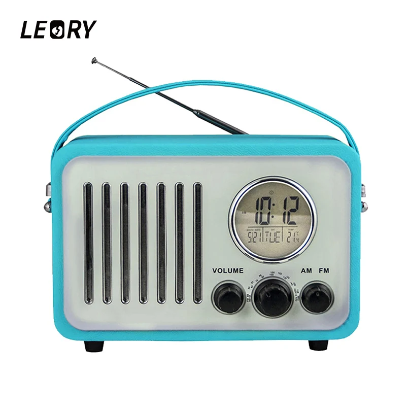 

LEORY Portable AM / FM Radio Wireless Bluetooth Digital Alarm Clock Display Radio With Stereo Speaker Support USB TF For iPhone