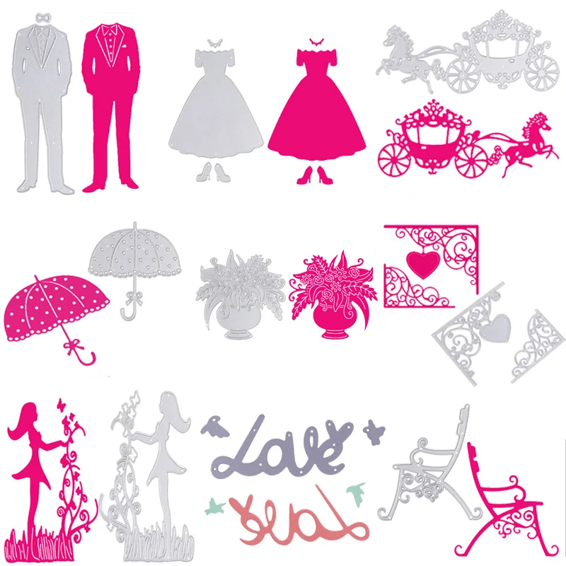 

Wedding Cutting Dies Stencil for DIY Scrapbooking Valentine's Day Decor Paper Cards Marking Craft Dies Embossing Folder