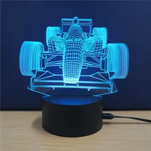 Прохладный Модель автомобиля 3D лампа LED USB Интерфейс сенсорный выключатель Санта Клаус стерео видения настольная лампа 7 цветов ночник