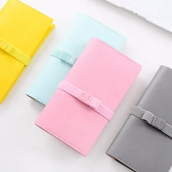 

1pcs simple and pure color travel book pocket portable strapping and schedule business fine leather notepad wholesale