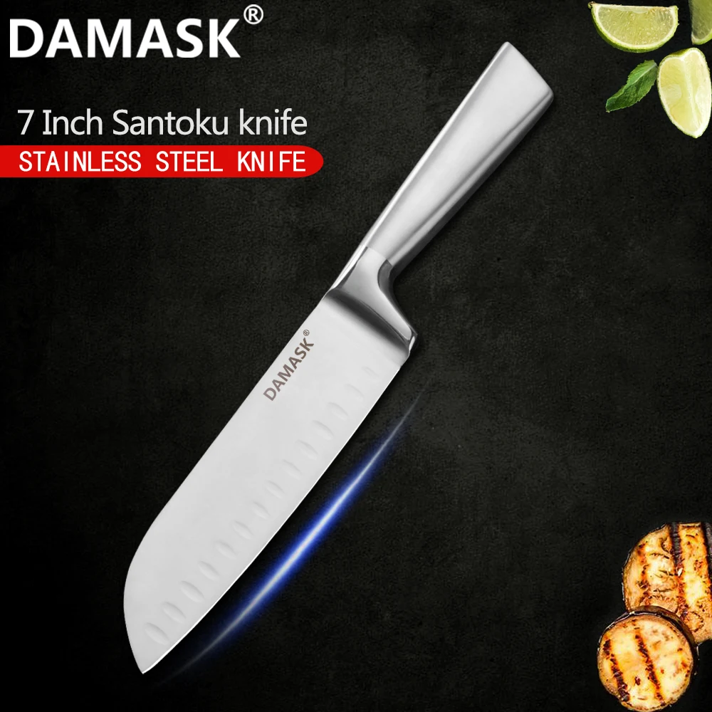 

Damask High Grade Fruit Utility Santoku Bread Slicing Chef Kitchen Knives Set 3Cr13Mov Stainless Steel Knife Set Meat Cleaver