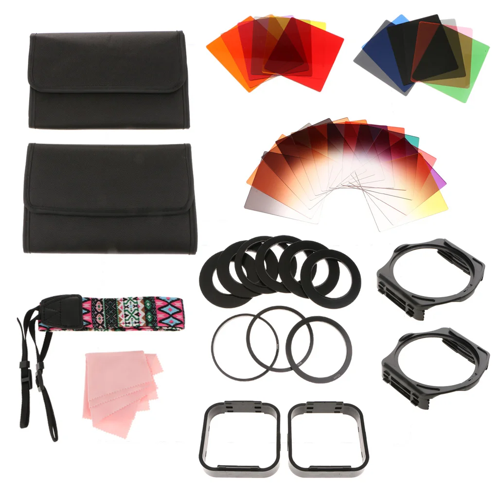 38 in 1 Graduated 24 Color Filter Sets Filters Lens Kit with 2 Filter Holder
