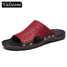 Valstone/качественные мужские кожаные тапочки; Мужская Летняя обувь из микрофибры; крутая Уличная обувь; простой дизайн; пляжная обувь размера плюс 47