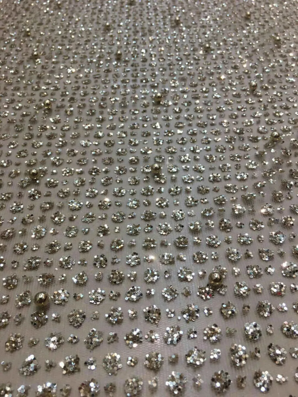 Shinning glued glitter Embroidery African Nigerian Guipure Lace Fabric with high quality beads | Дом и сад