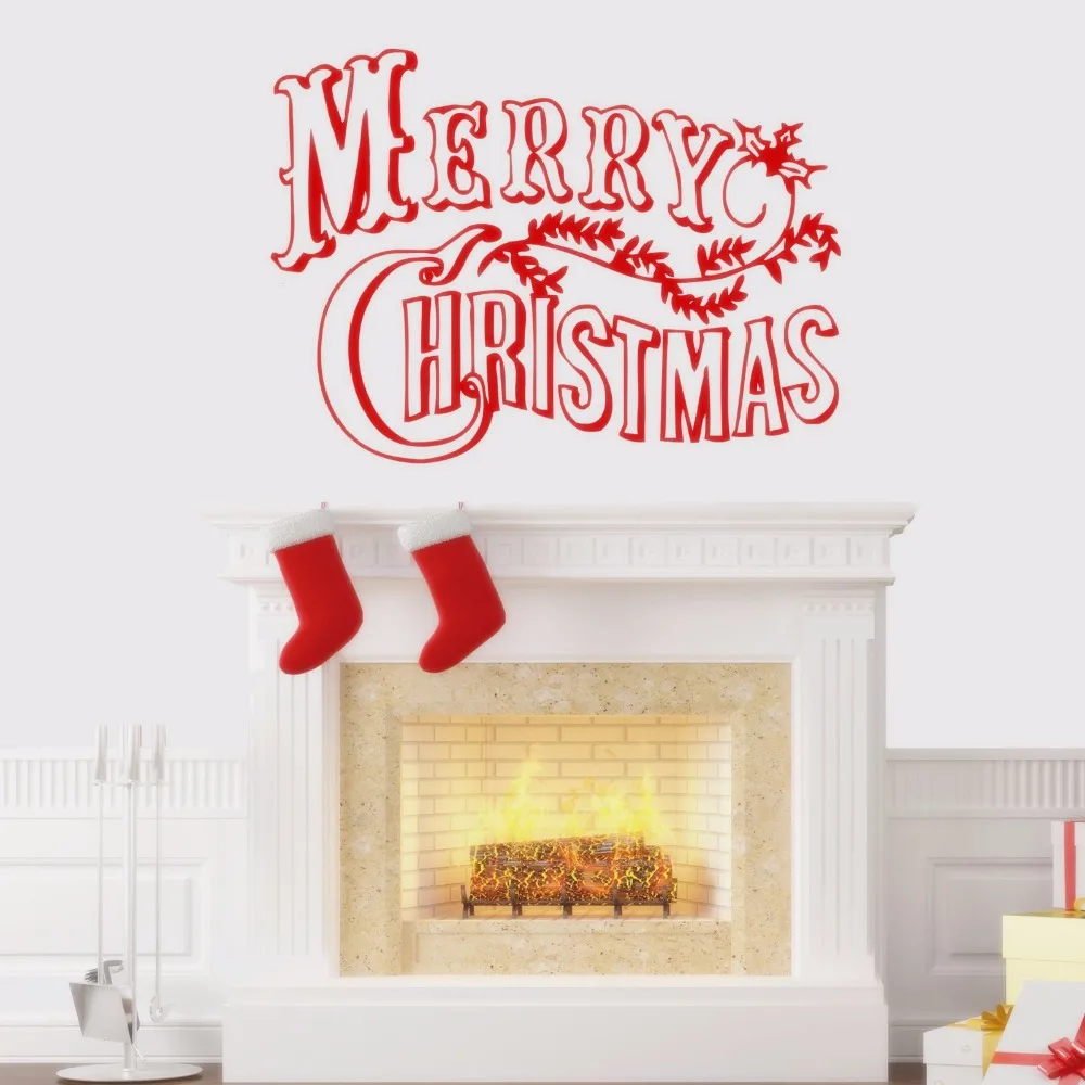 Зимняя Праздничная Настенная Наклейка с надписью &quotMerry Christmas&quot настенная