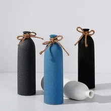 Японский стиль Современная свежая керамическая ваза пеньковая веревка украшения простые украшения для дома и офиса ваза для гербарий свадебные подарки ручной работы