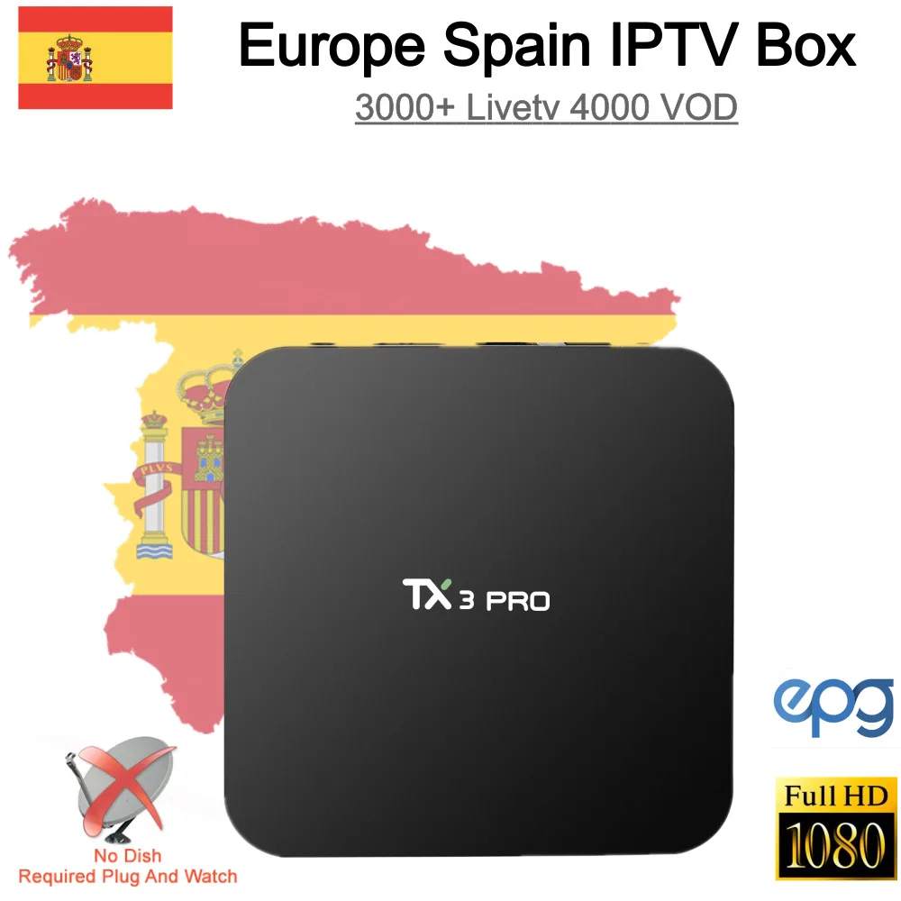 

TX3pro with Toprock IPTV Spain UK Canada German Europe Portugal Spanish IPTV Subscription 3000+Live&VOD M3U Smart Android TV Box