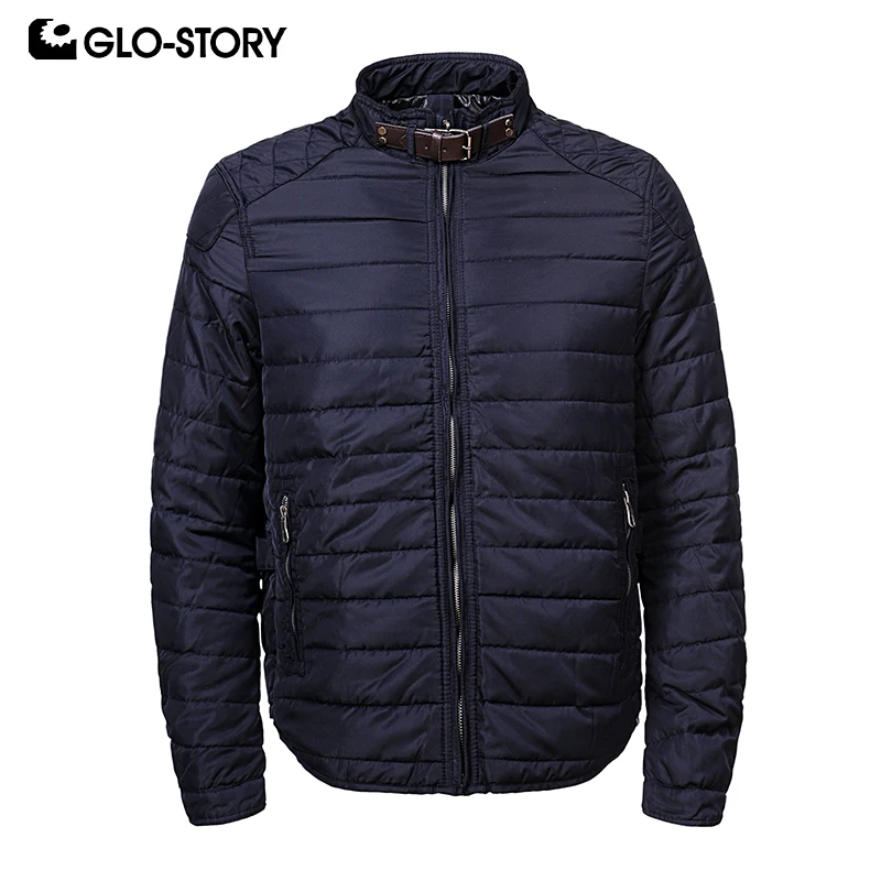 

GLO-STORY Casual Men Winter Jackets Zipper Belt Collar Pocket Fashion 2019 Winter Coat New ARW-P020