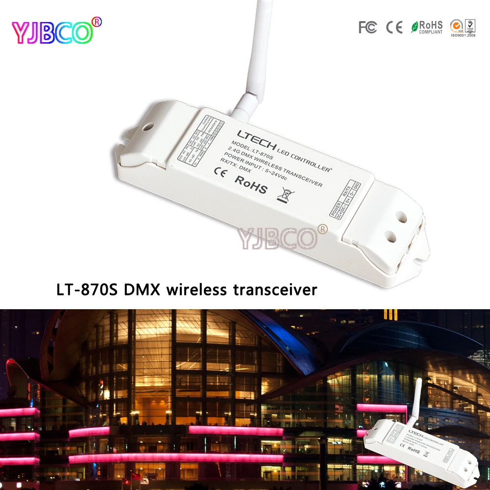 

LT-874S-5A 4 CH DMX Decoder with OLED Display LT-870S 2.4G wireless DMX512 transceiver for led lights Free shipping