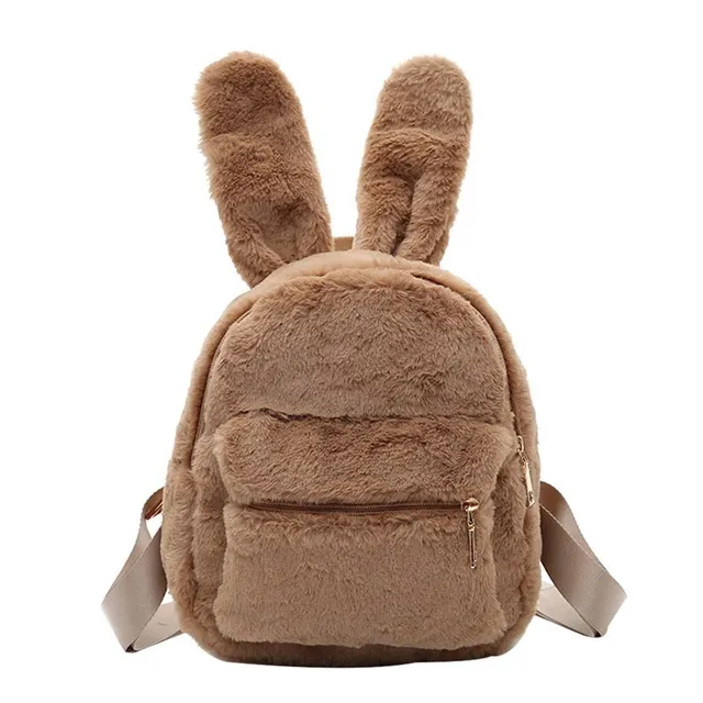 Kawaii Bag Faux Fur Backpack Rabbit Ear Winter Soft Women's Mini Furry