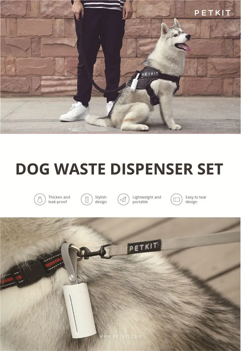 PETKIT Portable Pet Dog Waste Poop Bag Dispenser Pet Dog Puppy Pooper Scooper Clean Degradable Bags Waste Recoge Walking Supply