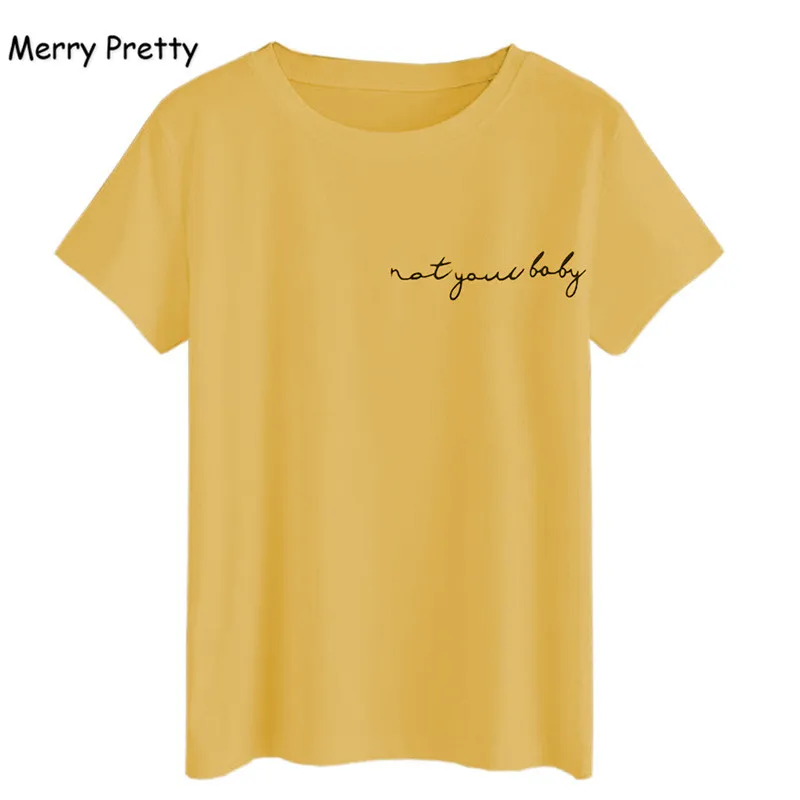 

Merry Pretty new women t shirt yellow basic tee shirt femme ulzzang letter printed casual streetwear BF friends top tumblr S-2XL