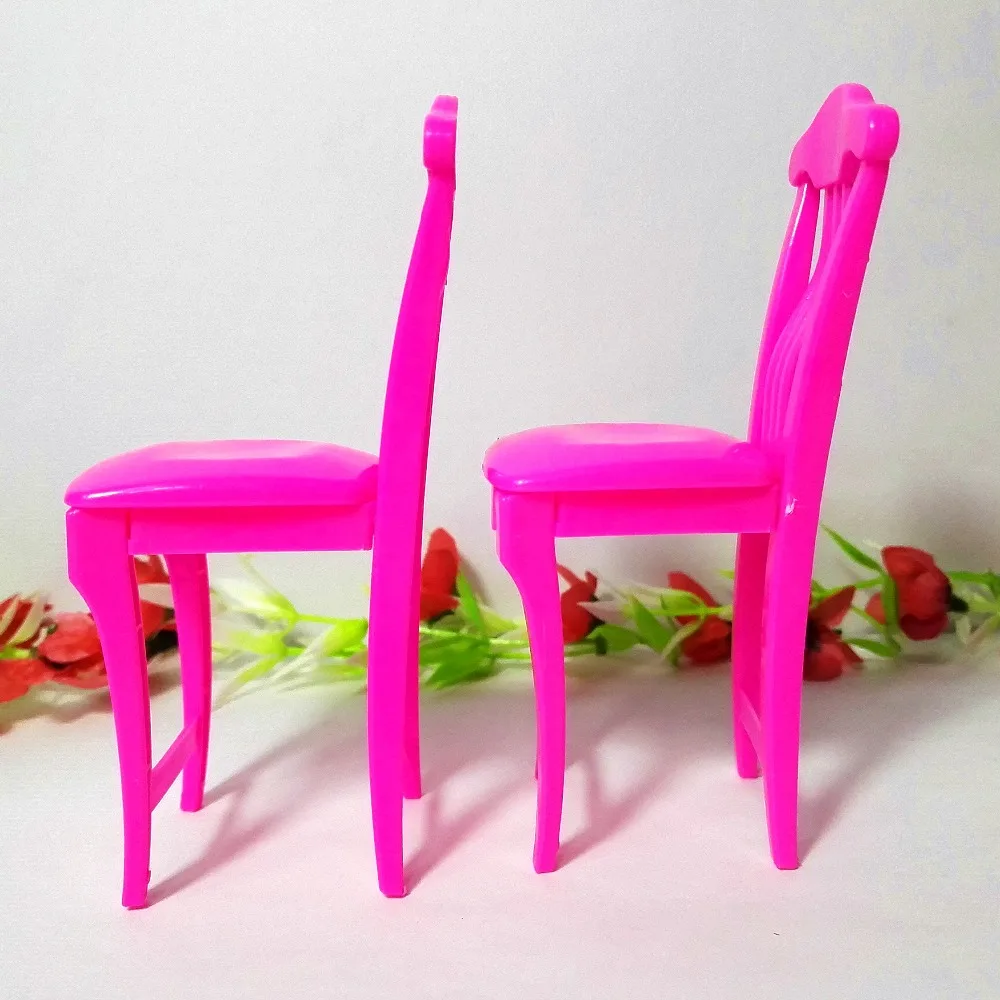 4pcs/lot Pink Nursery Baby High Chair Table chair 1/6 for Barbie Doll's House Dollhouse Furniture,play house toys