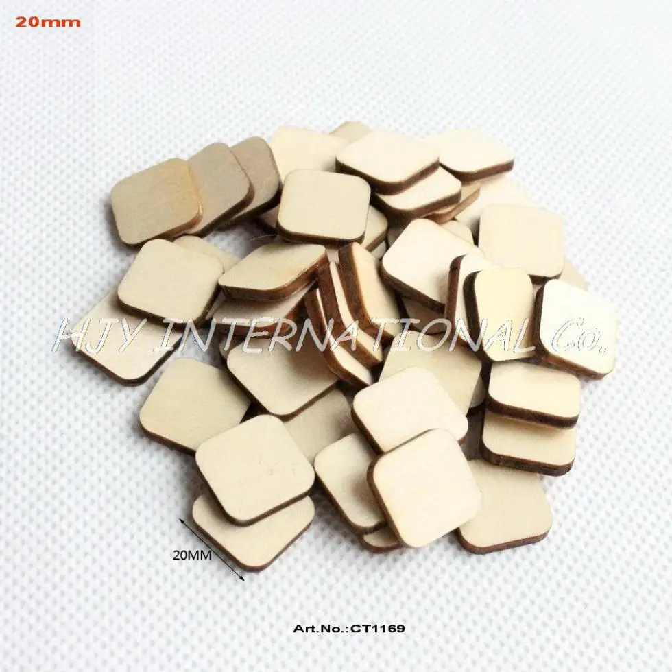 (100pcs/lot) 20mm Blank Unfinished Square Wooden Stud Earrings Round