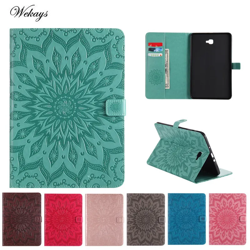 

Wekays Fashion Sun flower Leather Tablet Cover Case For Samsung Galaxy Tab A A6 10.1 2016 T585 T580 T580N Case Coque Stand Shell