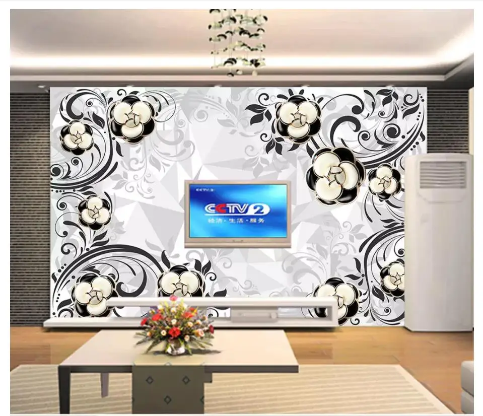 

Custom 3d murals wallpaper for walls 3 d Embossed flower line flowers romantic European pattern living room TV background wall