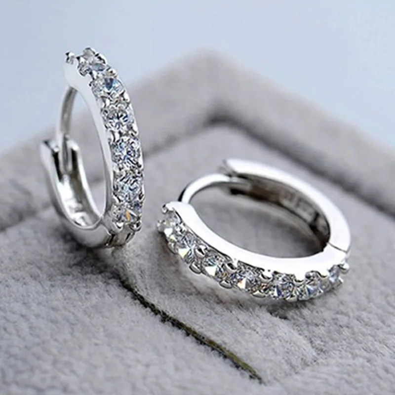 1 пара, модные женские круглые серьги-кольца с кристаллами и цирконием, простые ювелирные изделия, подарки SER88 - Окраска металла: as shown