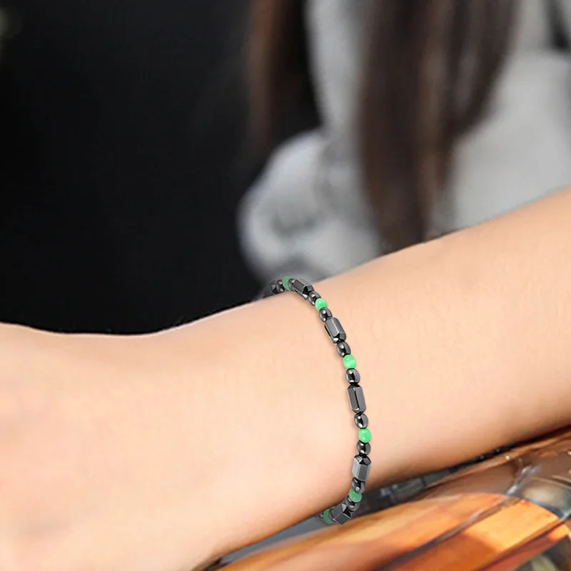 1Pc Weight Loss Round Black Stone Therapy Bracelet Care