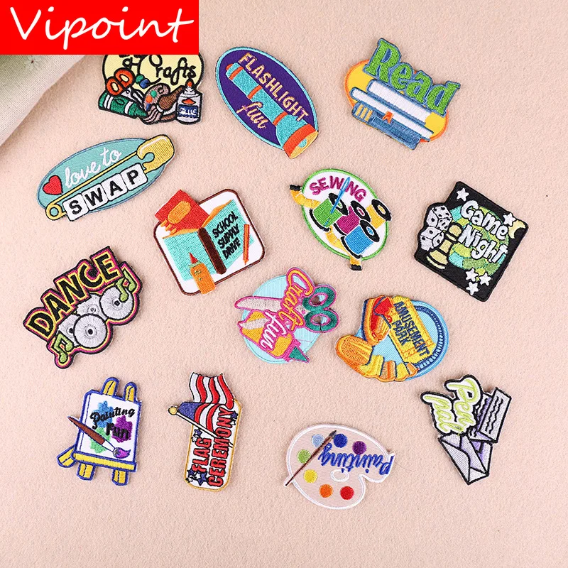 

VIPOINT embroidery monkey disk books patches letter patches badges applique patches for clothing YX-286
