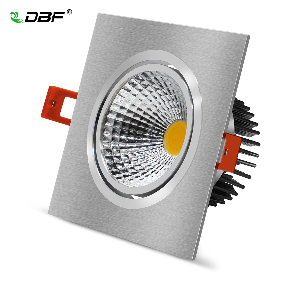 

[DBF]Silver Square LED Recessed Downlight Dimmable 7W 9W 12W 15W with AC85-265V LED Driver Indoor Clothes Shop Ceiling Spot Lamp