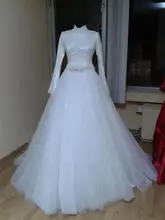 Real 2016 Long Islamic Wedding Dress With Sleeves Muslim Wedding Gowns Plus Size Gelinlik Hijab Luxury Stunning Abiye Elbise