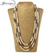 YouNoble de agua dulce largo collar de perlas de mujeres, natural verdadero collar de perlas joyería de la boda el mejor regalo chica colorido aniversario