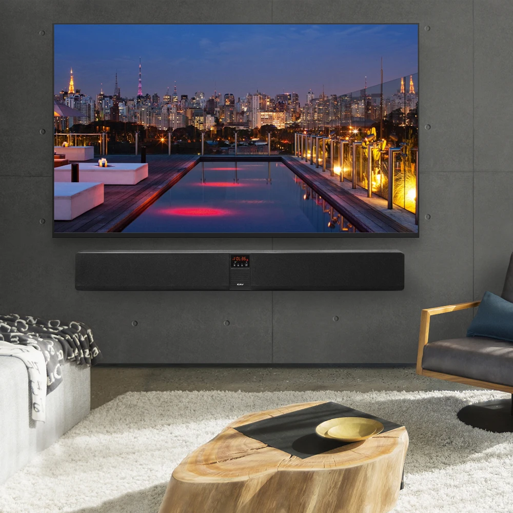 CAV BS30 Bluetooth Soundbar Column Dual Subwoofers Speaker Home Theater DTS Surround Sound System Hang Wall Built-in 3D Stereo