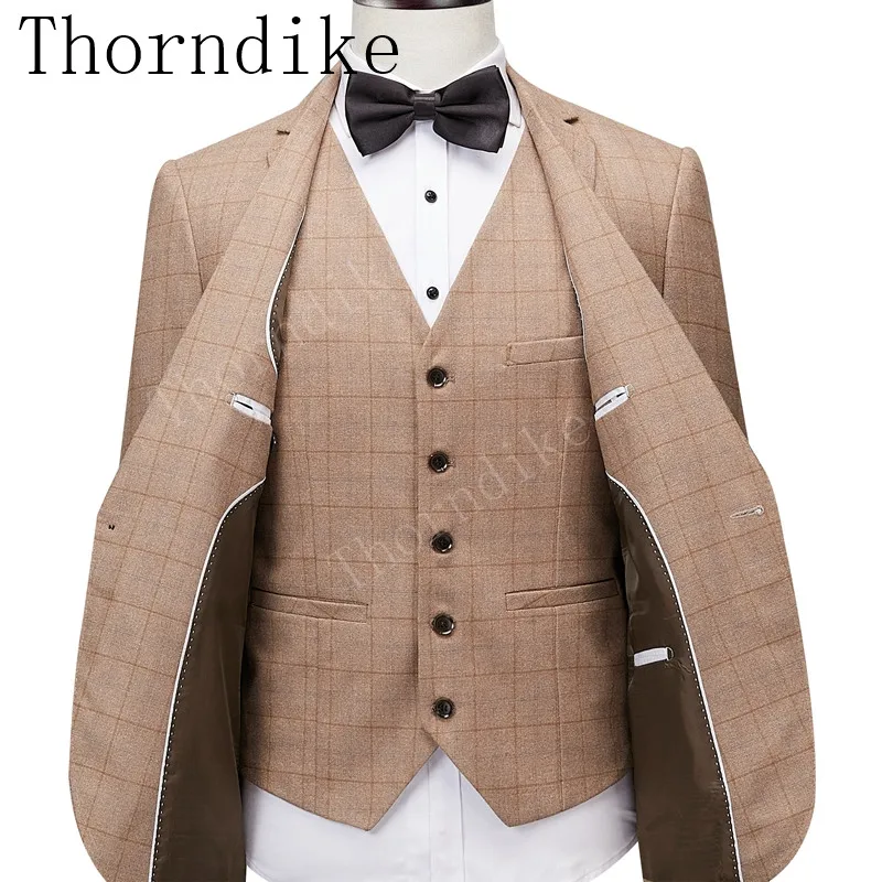 Thorndike/брендовые новые мужские костюмы новейшего дизайна свадебные для жениха