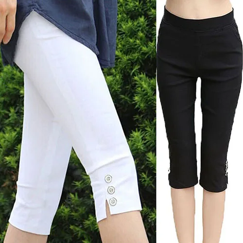 

New Arrival Women's Fashion Summer Sexy Soft Skinny Stretch Solid Color Capri Pants Leggings