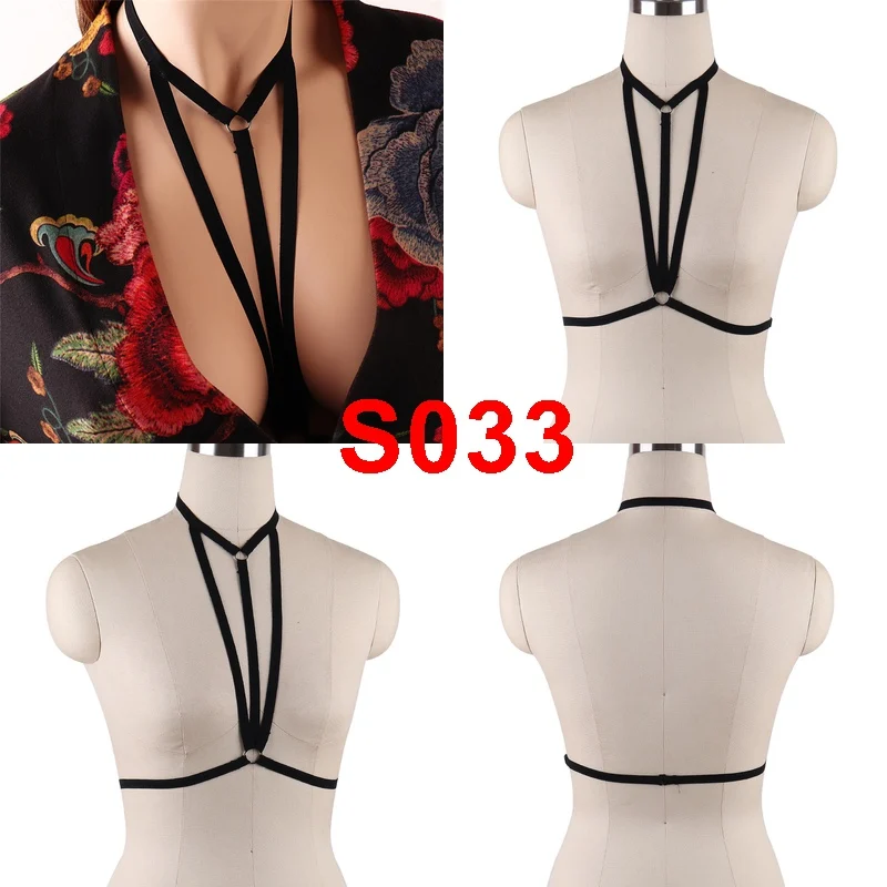 S0033 Средства ухода за кожей жгут клетка Бюстгальтер Strappy Растениеводство Топы корректирующие выдалбливают нагрудный ремень пикантные черные - Цвет: S0033