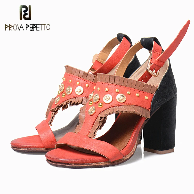 

Prova Perfetto Pretty Princess Wedding Sandals Fringe Ankle Lace-Up Cover Heels Sandals High Quality Leather High Heels Shoes