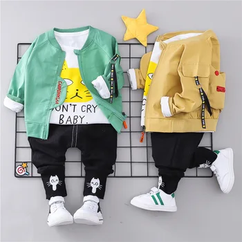 

Baby boys Clothing Sets Casual T-shirts Jackets Trousers Three Pieces Tidal Spring Autumn Fashion Popular Suits
