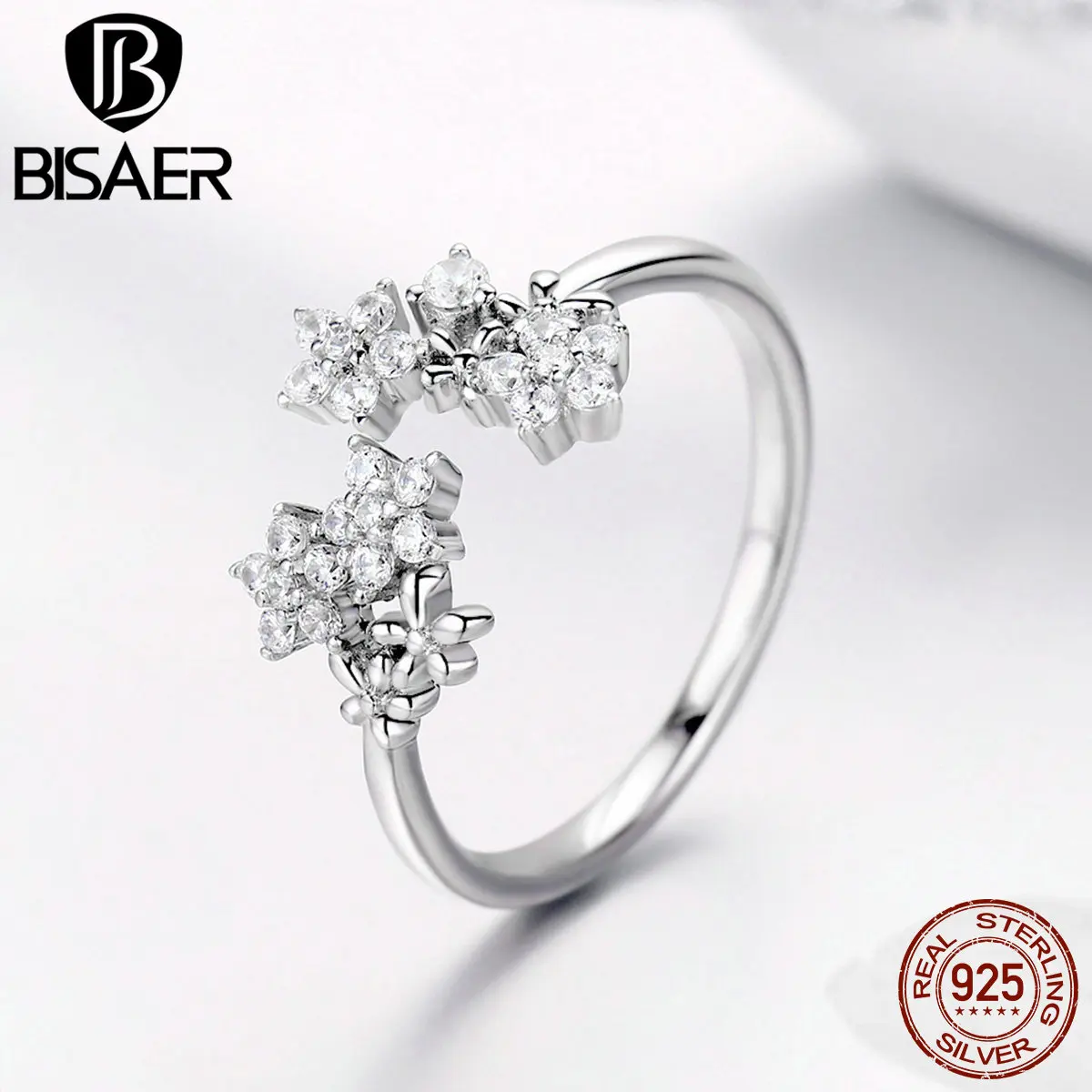 BISAER 925 стерлингового серебра с блестящими звездами Комплект из подходящих чистым кубическим цирконием Star