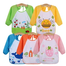 Детский водонепроницаемый комбинезон с длинными рукавами для малышей, детский мультяшный халат для кормления, фартук для детей, для мальчиков и девочек, для кормления, игр, рисования