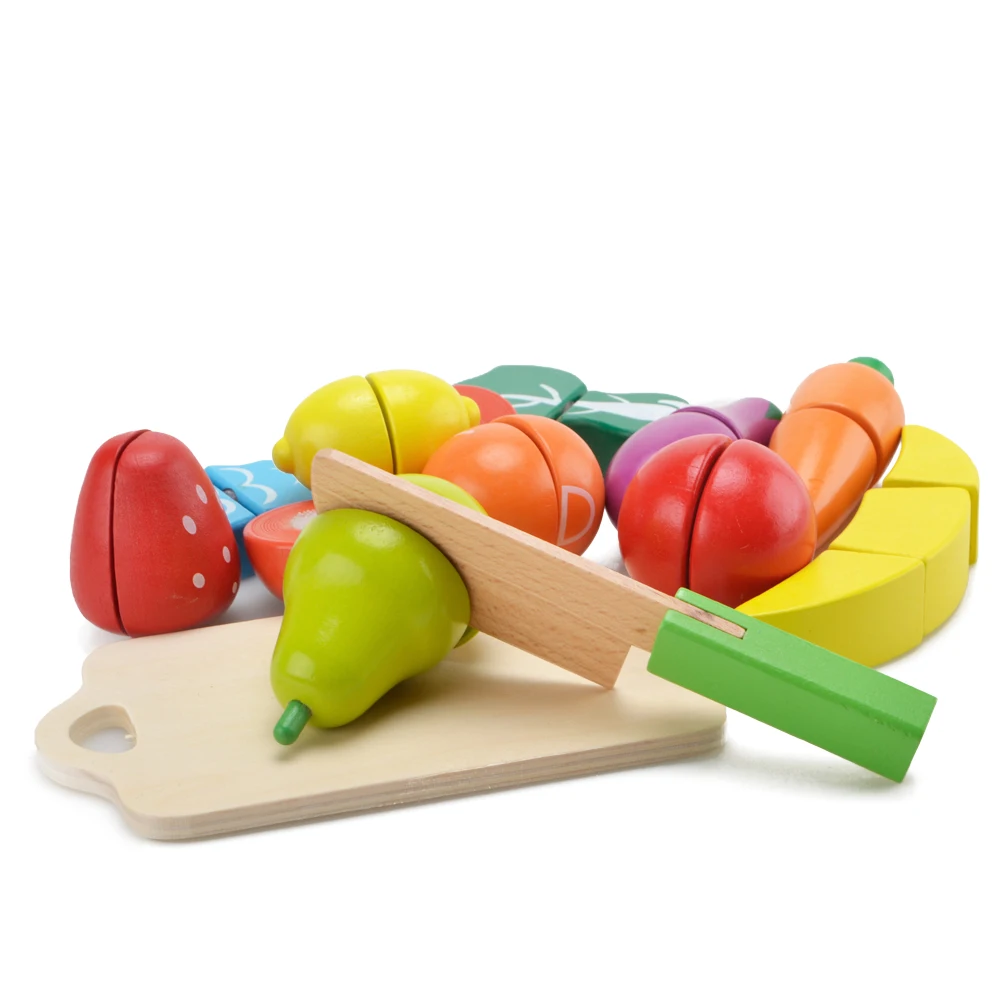 

Wishtime Fruit Vegetables Play Kitchen Food for Pretend Cutting Food Toys - Educational Playset with Toy Knife, Cutting Board