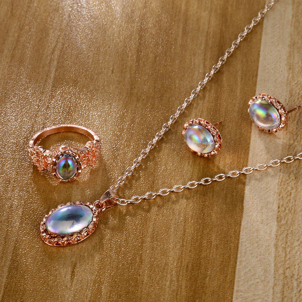 Женский специальный кулон ожерелье серьги кольцо женский ювелирный цветной камень ювелирный набор