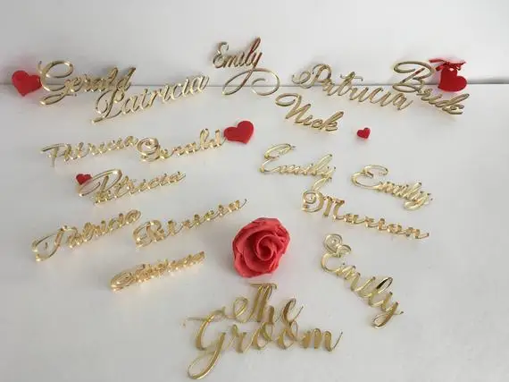

Laser cut names Cheap wedding signs Escort place cards Calligraphy script table name Personalized place setting Luxury guest nam