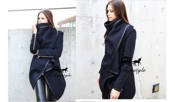 

Europe style S-3XL Plus Size Women Coat Long Cashmere Overcoats Woman Wool Fur Manteau Asymmetric Length Winter Slim Coats