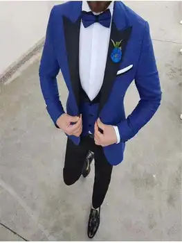 

2019 Tailor-Made Wedding Men Suits Slim Fit Tuxedo 3 Pieces Suits Groom Prom Blazer Jacket Black Pant Terno Masculino Suits