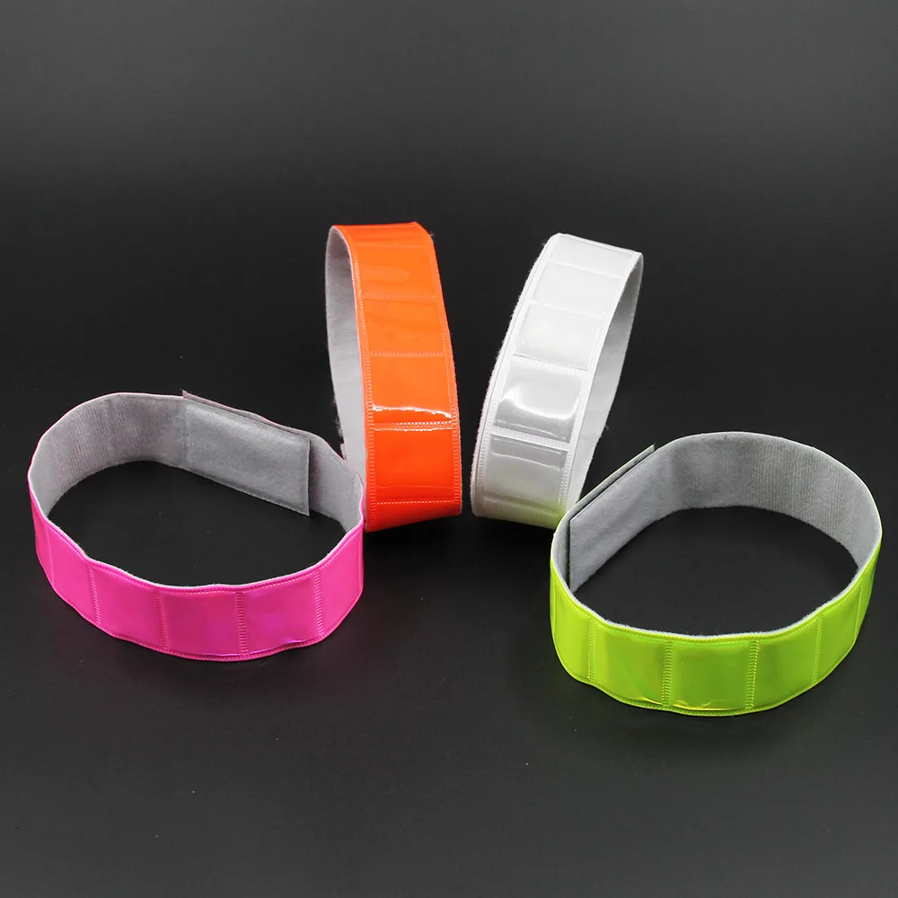 

Magic Tape Soft PVC Fluorescent Reflective Wristband Back High Visibility Armband Bracelets For Cycling Running Jogging 3x38CM