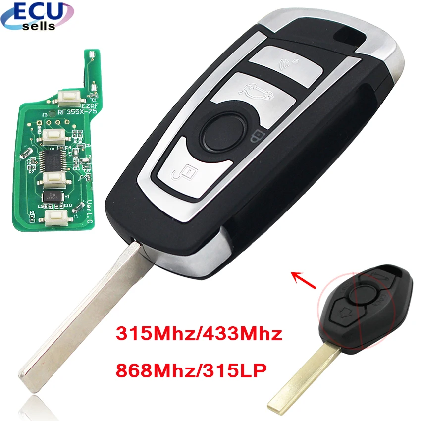 

New Style 4 Buttons Floding Remote Key CAS2 for BMW 1 3 5 6 Series X5 With PCF7946 Chip 315MHZ OR 433MHZ OR 868MHZ OR 315LPMHZ
