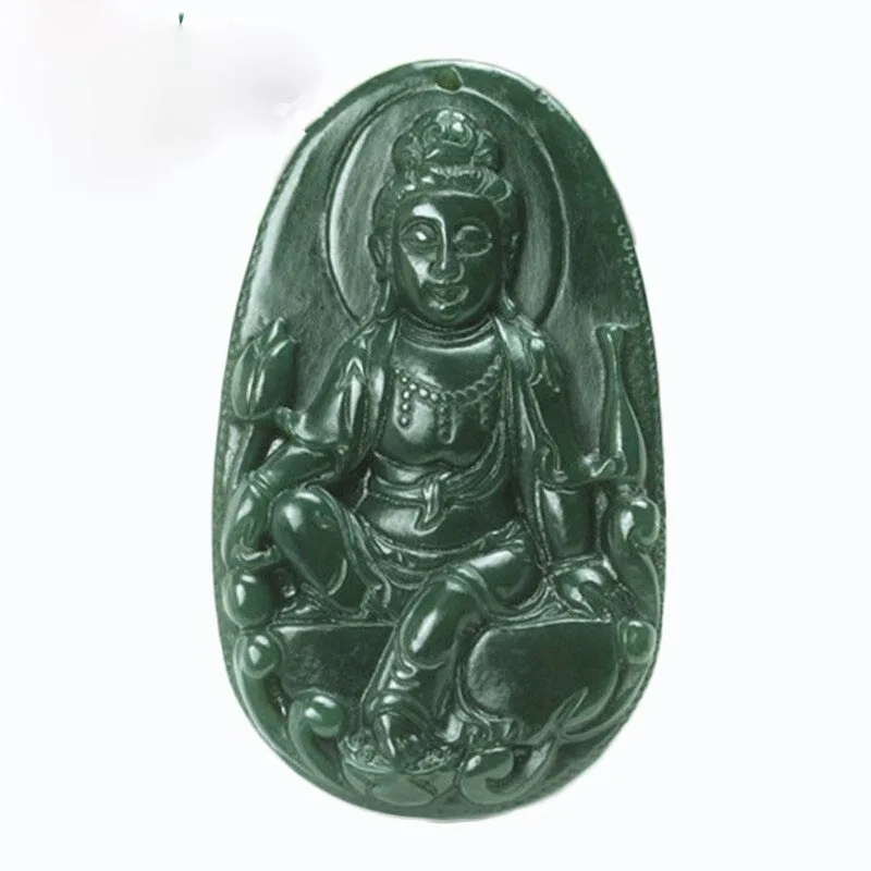 Natural Green Hetian Jades Pendant 3D Carved guanyin Pendants Women Men's Amulet Nephrite Jewelry | Украшения и аксессуары