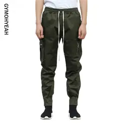 GYMOHYEAH бренд для мужчин Мульти-карман шаровары Хип-хоп брюки уличная Спортивные брюки Hombre мужские повседневные Модные брюки-карго мужские